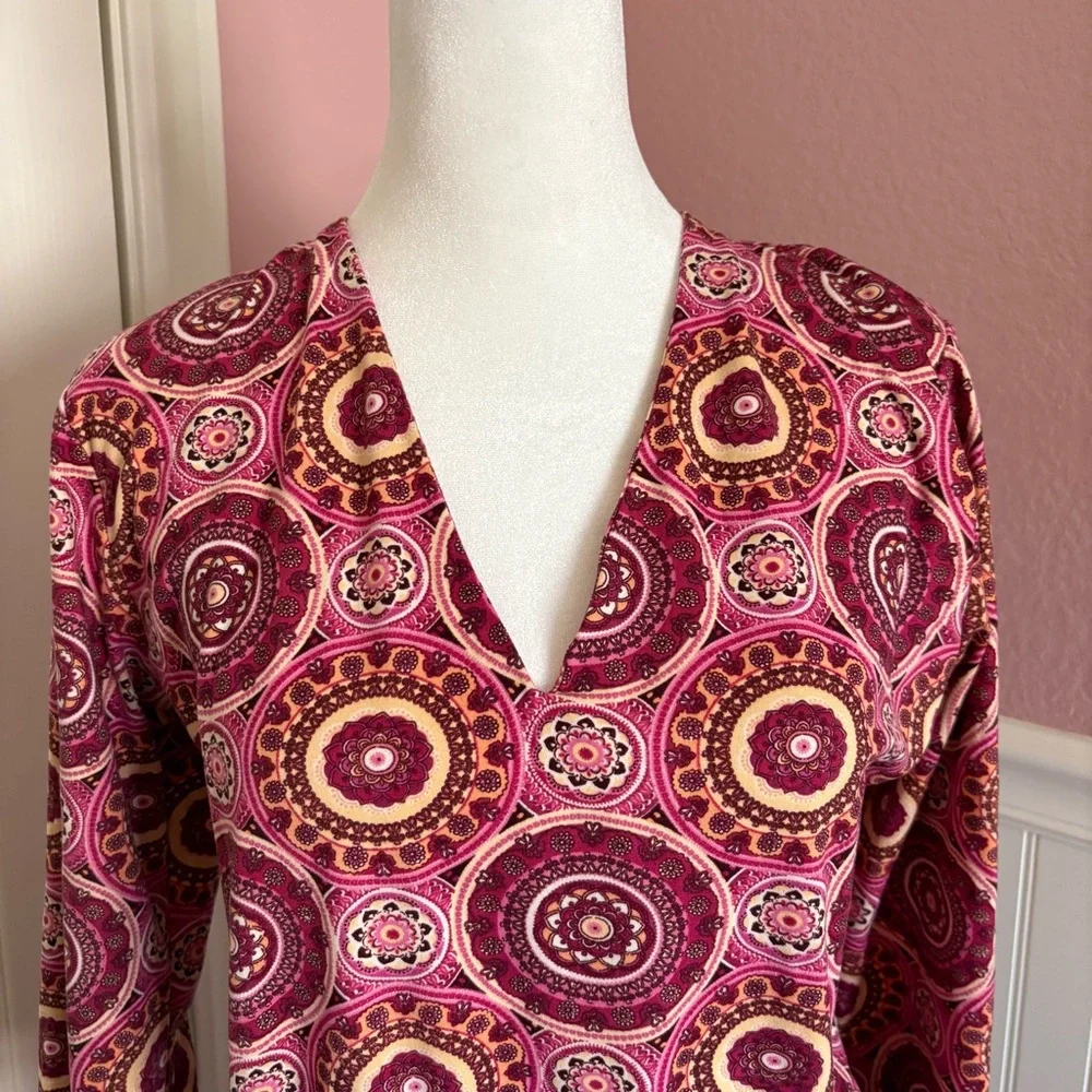 Agnes & Dora size Large Pink Patterned Midi Dress with Pockets - Picture 2 of 9